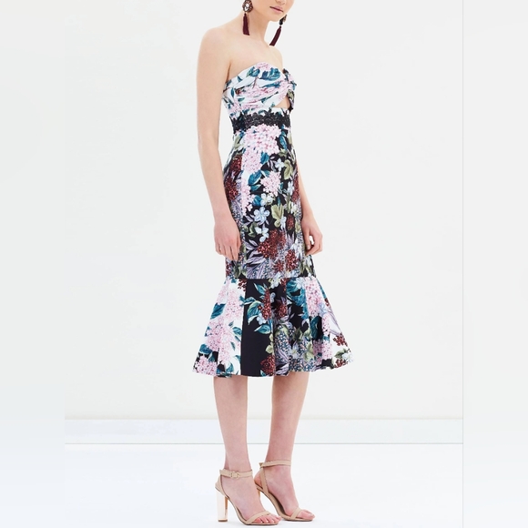KEEPSAKE the Label Dresses & Skirts - KEEPSAKE the Label Strapless Floral Dress - Black and Multicolor